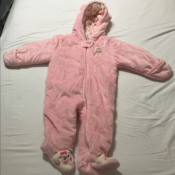 Baby Girl Just for You Pink Snowsuit, Size 9 Months in Perfect Condition - Picture 1 of 3